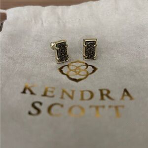 Kendra Scott Gold Earrings with Black Sparkle